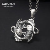 Real 999 Sterling Silver Pisces Hollow Pendant And Necklace Men's and Women's Personalized Gift Vintage Punk Fine Jewelry