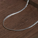 Real 925 Sterling Silver 2.5mm Curb Chain for Men and Women Simple Flat Braided Snake Chain Hip Hop Jewelry