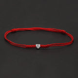 925 Sterling Silver Bead Charm Red Rope Braided Bracelet Handmade Adjustable String Wristband Unisex Vintage Lucky Jewelry