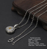 Real 925 Sterling Silver Six True Words Mantra Pendant Necklace Om Mani Padme Hum Rotatable Lucky Retro Religious Jewelry