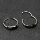 12mm Small Hoop Earrings With Spiral Coils For Women Men 925 Sterling Silver Round Circle Ear Bone Buckle Retro Thai Silver