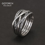 925 Sterling Silver Zircon Braid Ring for Women Closed Irregular Minimalist Vintage Party Female Finger Jewelry