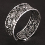 999 Silver Bracelet Bracelet Ladies Lotus Leaf Lotus Hollow Mesh Design Suitable for 16-19 Cm Wrist Buddhist Jewelry - GQTORCH Jewelry