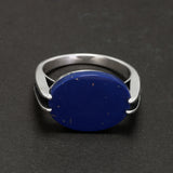 Real Pure 925 Sterling Silver Turkish Ring for Men and Women Prong Setting Black Agate Lapis Lazuli Malachite Jewelry