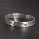 Sanskrit Six Words Bangles For Women And Men 999 Pure Silver Opening Cuff Bracelet Lovers Om Mani Padme Hum Buddhism Jewelry