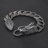 925 Sterling Silver Dragon Curb Chain Bracelet for Men Cuban Link Chain Bangle Domineering Heavyweight Cool Punk Biker Jewelry