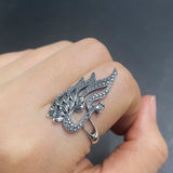 Real 925 Sterling Silver Peacock Ring Women's Vintage Open Style Exaggerated Thai Silver Animal Jewelry