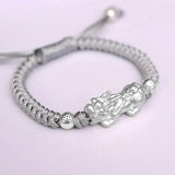 999 Stelring Silver 3D Brave Troops Bracelets For Men Pure Hand Woven Braided Lucky Red Rope Bracelets Multi Color Chinese Knots - GQTORCH Jewelry