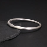 Genuine 999 Sterling Silver Twisted Cuff Bracelets and Bangles for Men Women Matte Polished Minimalist Jewelry