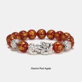 Feng Shui Natural Stones Wealth Bracelet Pixiu Single Circle Bracelet 999 Sterling Silver Handmade Beaded Bracelet