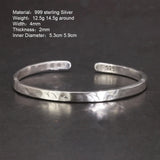 Real 925 Sterling Silver Hammered Cuff Bangles for Men and Women Handmade Polished Fine Jewelry