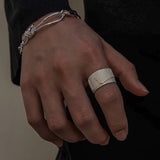 Real 925 Sterling Silver Extremely Wide Ring Simple Design Adjustable Men and Women Ring Minimalism Hip-hop Jewelry