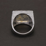 925 Sterling Silver Natural Gemstone Square Signet Ring with Citrine Jade Micro Pave Zircon Luxury Turkish Ring for Men Women