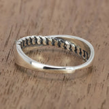 Cross Shaped Sterling Silver 925 Keep Smile Braided Women's Ring Open High Jewelry