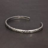 4mm Genuine 925 Sterling Silver Handmade Hammer Pattern Vintage Punk Bracelet Bangle Viking Jewelry for Men and Women