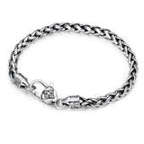 Thai Silver Bracelets with Vajry Pestle Clasp Six Words Mantra Braided Hemp Bracelet for Men and Women 925 Silver Jewelry