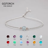 Handmade Birthstone Bracelet Girl Women 12 Months Natural Stone Braided Rope Friendship Bracelet Adjustable Minimalist Jewelry