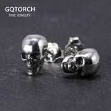 Real 925 Sterling Silver Skull Earrings Studs Set Small Rock Punk Gothic Vintage Jewelry For Men And Women Brinco Masculino