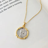 925 Sterling Silver 18k Gold Plated Goddess Carved Coin Charm Pendant Vintage Fashion Jewelry Accessories Birthday Party Gift