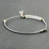 Women Elegant Bracelet Tassel Handmade Minimalist Hand String With Natural White Crystal Stone Beads 4mm Bracelets Adjustable