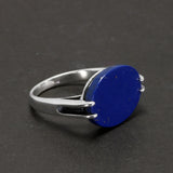 Real Pure 925 Sterling Silver Turkish Ring for Men and Women Prong Setting Black Agate Lapis Lazuli Malachite Jewelry