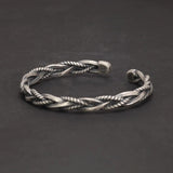 925 Sterling Silver Twisted Woven Bracelet Bangle Cuff Man Women Handmade Exquisite Unique Opening Viking Jewelry Gift - GQTORCH Jewelry