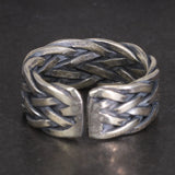 Viking Jewelry 925 Sterling Silver Braided Rings For Men and Women Retro Punk Adjustable