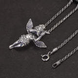 925 Retro Sterling Silver Cupid Pendant Men and Women Angel Necklace Pendant Gift Religious Jewelry