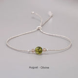 Handmade Birthstone Bracelet Girl Women 12 Months Natural Stone Braided Rope Friendship Bracelet Adjustable Minimalist Jewelry