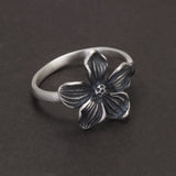 925 Sterling Silver Vintage Sakura Ring for Women Thai Silver Cherry Blossom Open Rings New Fashion Handmade Jewelry