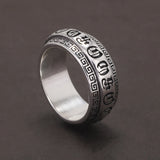 925 Sterling Silver Six Words Mantra Anti Anxiety Ring for Men Women 8mm Vintage Retro Spinner Prayer Buddhist Jewelry