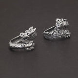 925 Sterling Silver Dragon and Phoenix Rings Adjustable Opening Size 6-11 Vintage Lucky Couple Jewelry