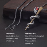 925 Sterling Silver Vintage Snake Scepter Pendant Necklace for Men Women Ancient Ring Egypt Patron Saint Pendant Amulet Jewelry