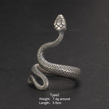 S925 Sterling Silver Thai Silver Vintage Silver Womens Ring Fashion Snake Punk Open Index Finger Ring - GQTORCH Jewelry