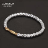 999 Pure Silver Beads Bracelet with Fish Charms Matt Gold Plated Elastic Rope Adjustable Vintage Trendy Jewelry for Women