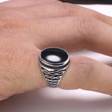 Turkish Rings For Men And Women Real Pure 925 Sterling Silver Rings Vintage Design With Black Gel Big Oval Shape