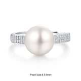 Modern Design 925 Sterling Silver Women Rings Fine Jewelry Natural Freshwater Pearl Round Shape Decorated With Moissanite Stone