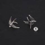 S925 Sterling Silver Vintage Men's and Women's Earrings Swallow Animal Earrings Punk Thai Silver Animal Jewelry