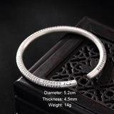 999 Pure Silver Bangles for Women Heart Sutra Buddhist Scriptures Engraved Mother Lover Gift Fine Sterling Silver Jewelry - GQTORCH Jewelry