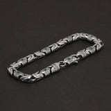 Real Pure 925 Sterling Silver 7mm Peace Pattern Bracelet for Men's Vintage Punk Set Zircon Armband Jewelry Best Gift - GQTORCH Jewelry