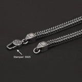 925 Sterling Silver 4mm Square Foxtail Chain Bracelet Necklace for Men Six Words Mantra Lobster Clasp Vintage Retro Jewelry