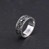 S925 Silver Vintage Thai Silver Ring Wholesale Men and Women Ethnic Style Six-character Mantra Vajra Ring