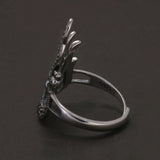 925 Sterling Silver Ethnic Hollow Peacock Ring for Women Elegant Retro Vintage Birthday Party Jewelry Accessories