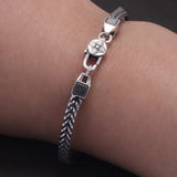 925 Sterling Silver 4mm Square Foxtail Chain Bracelet Necklace for Men Six Words Mantra Lobster Clasp Vintage Retro Jewelry