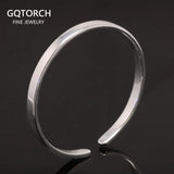 Real 999 Sterling Silver Simple Smooth Cuff Bracelet Men and Women Shining Craft Couple Bangle Minimalism Jewelry