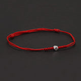 925 Sterling Silver Bead Charm Red Rope Braided Bracelet Handmade Adjustable String Wristband Unisex Vintage Lucky Jewelry