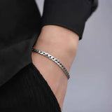 925 Sterling Silver Vintage Men's Bracelet Thai Silver Punk Rock Minimalist Cuban Chain Diamond Pestle Religious Jewelry