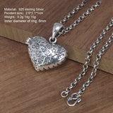 925 Sterling Silver Ladies Vintage Pendant Necklace Fashion Love Heart Openable Pendant Heart Shaped Female Jewelry