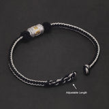 925 Sterling Silver Six Words Tube Charm Bracelet for Men Women Handwoven Rope Braided String Retro Buddhist Talisman Jewelry