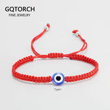Hand Braided Lucky Red String Charm Bracelet Women Men Blue Evil Eye Round Beads Bracelet NAZAR BONCUK Friendship Jewelry - GQTORCH Jewelry